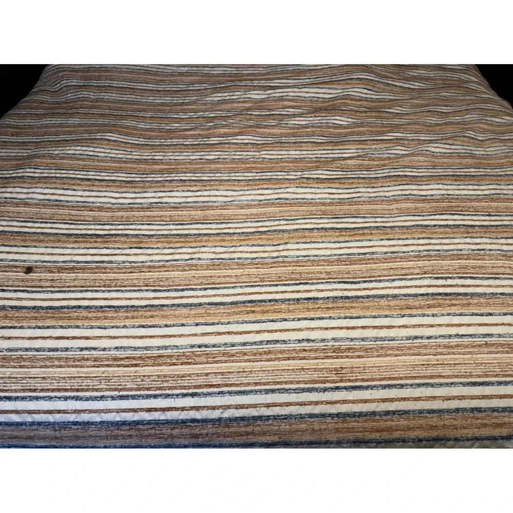 King Bedding Set Comforter Flat Sheet Pillowcases Brown Blue Stripe Rustic 7pc
